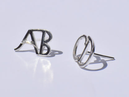Initial Silver Earring, Custom Jewellery, Pair of Earrings, Small Stud Earrings, Cute Studs, Mother's Day Gift, Minimalist Studs, Women Gift