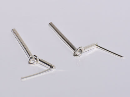 Bar Earrings, Sterling Silver Dangled Earrings, Boho Jewelry, Hammered Bar Jewelry, Slim Minimalist Silver Earrings, Straight Line Earring