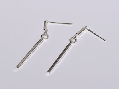Bar Earrings, Sterling Silver Dangled Earrings, Boho Jewelry, Hammered Bar Jewelry, Slim Minimalist Silver Earrings, Straight Line Earring