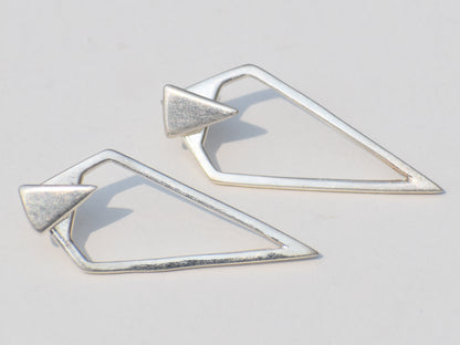 Long Triangle Earrings, 925 Sterling Silver Earrings, Long Earrings, Statement Jewelry, Wedding Jewelry, Party Wear, Back To School Friends