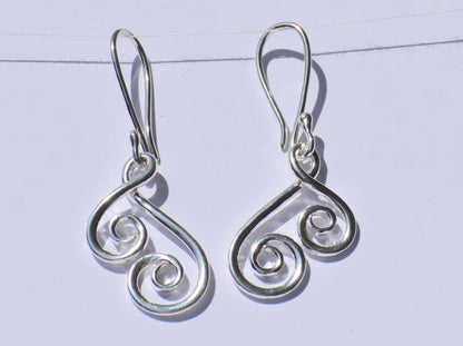 Silver Spiral Earrings, Handmade Earrings, Silver Dangled Earrings, Boho Jewelry, Statement Jewelry, Anniversary Gift, Accessories For Women