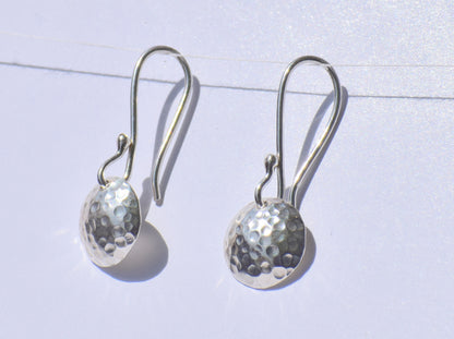Silver Geometric Earrings, Silver Dangled Earrings, Hammered Earrings, 925 Sterling Silver Earrings, Ear Wire Closure, Minimalist Women Gift