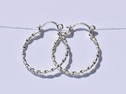 Silver Curly Earrings, Silver Hoop Earrings, Handmade Earrings, 925 Sterling Silver Earrings, Silver Twist Wire Earrings, Women Accessories