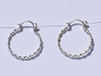 Silver Curly Earrings, Silver Hoop Earrings, Handmade Earrings, 925 Sterling Silver Earrings, Silver Twist Wire Earrings, Women Accessories
