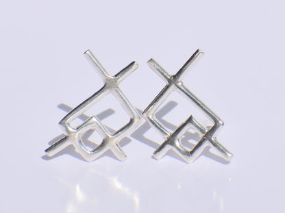 Silver Studs Earrings, Silver Avant Garde Style Earrings, Push Back Closure Earrings, Modern Earrings, Silver Studs, Wedding Gift, Gift Her