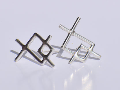 Silver Studs Earrings, Silver Avant Garde Style Earrings, Push Back Closure Earrings, Modern Earrings, Silver Studs, Wedding Gift, Gift Her