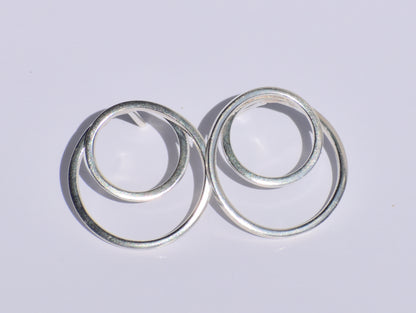 Silver Circle Studs Earrings, Hollow Circle Studs Earrings, 925 Sterling Silver Studs Earrings, Anniversary Gift, Minimalist Women Earrings