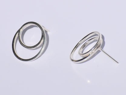 Silver Circle Studs Earrings, Hollow Circle Studs Earrings, 925 Sterling Silver Studs Earrings, Anniversary Gift, Minimalist Women Earrings