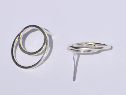 Silver Circle Studs Earrings, Hollow Circle Studs Earrings, 925 Sterling Silver Studs Earrings, Anniversary Gift, Minimalist Women Earrings