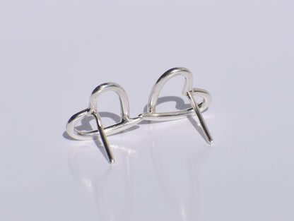 Silver Heart Studs Earrings, Hollow Heart Studs Earrings, Handmade Jewelry, 925 Sterling Silver Jewelry, Easter's Gift, Valentine's Day Gift