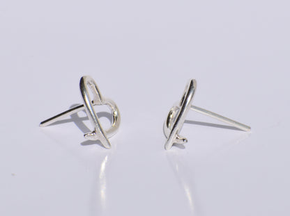 Silver Heart Studs Earrings, Hollow Heart Studs Earrings, Handmade Jewelry, 925 Sterling Silver Jewelry, Easter's Gift, Valentine's Day Gift