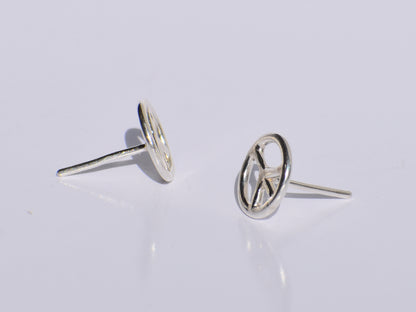 Peace Studs Earrings, Silver Symbol Studs Earrings, Meditation Jewelry, 925 Sterling Silver Studs Earrings, Minimalist Jewelry, Gift For Her
