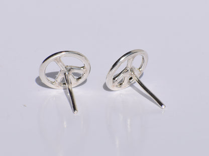 Peace Studs Earrings, Silver Symbol Studs Earrings, Meditation Jewelry, 925 Sterling Silver Studs Earrings, Minimalist Jewelry, Gift For Her