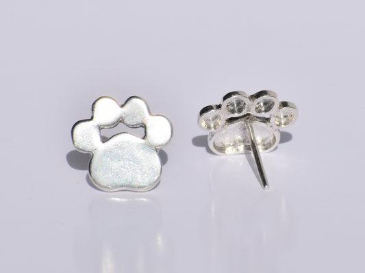 Silver Paw Studs Earrings, Dog Paw Studs Earrings, 925 Sterling Silver Studs Earrings, Handmade Jewellery, Anniversary Gift, Gift For Women