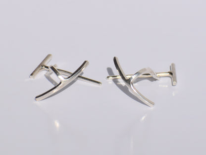 Silver Bar Studs Earrings, Handmade Earrings, 925 Sterling Silver Earrings, Earlope Earrings, Women Accessories, Anniversary Gift For Women