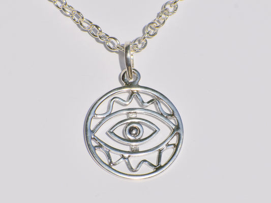 Evil Eye Necklace, Silver Chain Necklace, 925 Sterling Silver Pendant, Handmade Pendant, Evil Eye Pendant, Silver Layers, Gifts Idea For Her