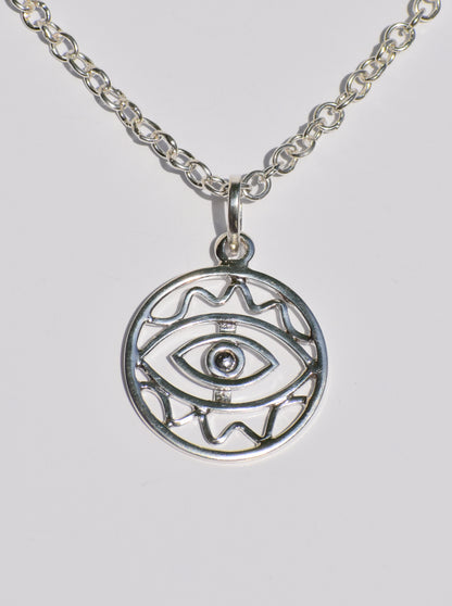 Evil Eye Necklace, Silver Chain Necklace, 925 Sterling Silver Pendant, Handmade Pendant, Evil Eye Pendant, Silver Layers, Gifts Idea For Her