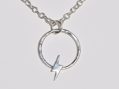 Hollow Circle Pendant, Silver Necklace, Flash Lighting Necklace, Open Circle Necklace, 925 Sterling Silver Necklace, Thin Round Ring Pendant