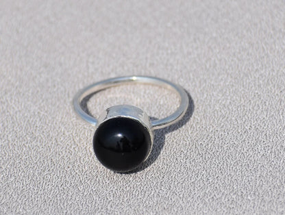 Black Onyx Sterling Silver Ring – Handmade Boho Statement Jewelry