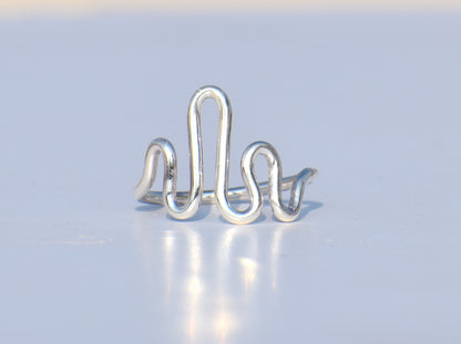 Silver Heart  Ring, 925 Sterling Silver Ring, Fine Ring, Women Ring, Statement Ring, Knuckle Ring, Wave Ring, Anniversary Gift, Gift For Her