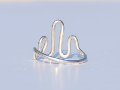 Silver Heart  Ring, 925 Sterling Silver Ring, Fine Ring, Women Ring, Statement Ring, Knuckle Ring, Wave Ring, Anniversary Gift, Gift For Her