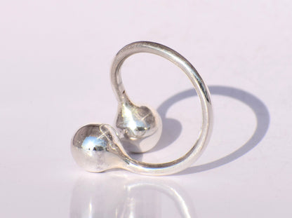 Silver Ball Ring, Double Ball Ring, Twist Ring, Sterling Silver Ring, Handmade balls, Promise Ring, Dainty Ring, Woman Ring, Christmas Gift