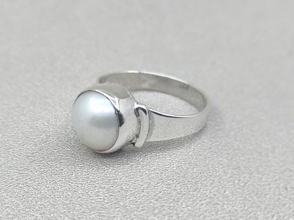 Pearl Ring, Sterling Silver Ring, Simple Ring For Women, Statement Ring, Promise Ring, Class Ring, Handmade Ring, White Stone Ring, Gift