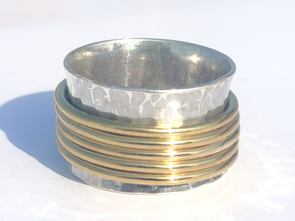 Spinner Ring, Band Ring, Handmade Ring, Hammered Ring, Wide Band Ring, Silver Band, Anniversary Gift, Gift For Her, Fidget Ring, Chunky Ring