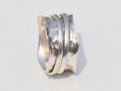 Spinner Ring, Sterling Silver Ring, Handmade Jewelry, Boho Chunky Ring, Wide Band Fidget Ring, Meditation Ring, Silver Ring for Men Women