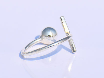 Silver Ball Ring, Silver Bar Ring, Solid Ball Ring, 925 Silver Jewelry, Handmade Ring, Anniversary Ring, Midi Ring, Promise Ring, Open Ring