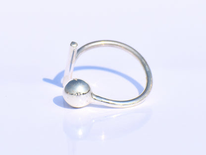 Silver Ball Ring, Silver Bar Ring, Solid Ball Ring, 925 Silver Jewelry, Handmade Ring, Anniversary Ring, Midi Ring, Promise Ring, Open Ring