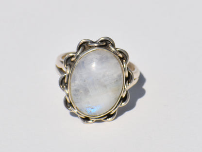 Moonstone Ring, Sterling Silver Ring, Handmade Ring, Natural Moonstone, Oval Gemstone, Birthstone Ring, Statement Ring, Gift For Her, Ring