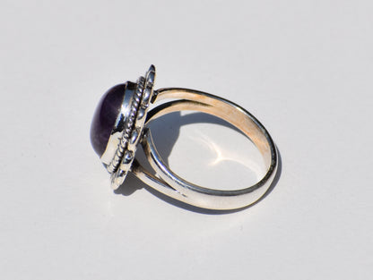 Natural Amethyst Ring, Sterling Silver Ring, Handcrafted Ring, February Birthstone, Purple Stone, Boho Jewelry, Statement Ring, Gift For Her