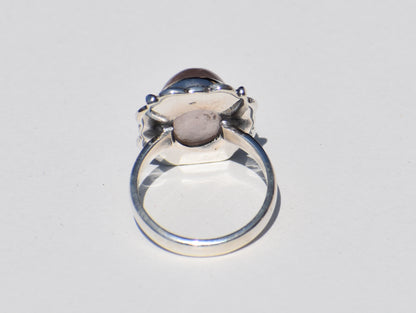 Natural Rose Quartz Ring, Sterling Silver Ring, Oval Gemstone, Statement Jewelry, Boho Jewelry, Wedding Ring, Anniversary Gift, Gift For Her