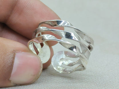 Band Ring, 925 Sterling Silver Ring, Handmade Ring, Adjustable Silver Ring, Women Ring, Anniversary Gift, Wide Band Ring, Stacking Band Ring