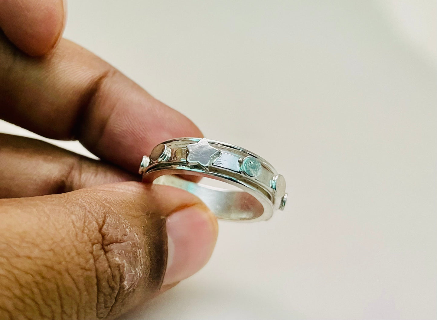 Star Spinner Ring, Silver Band Ring, Silver Star Ring, Handmade Ring, Meditation Ring, Chunky Ring, Fidget Ring, Anniversary Gift For Her