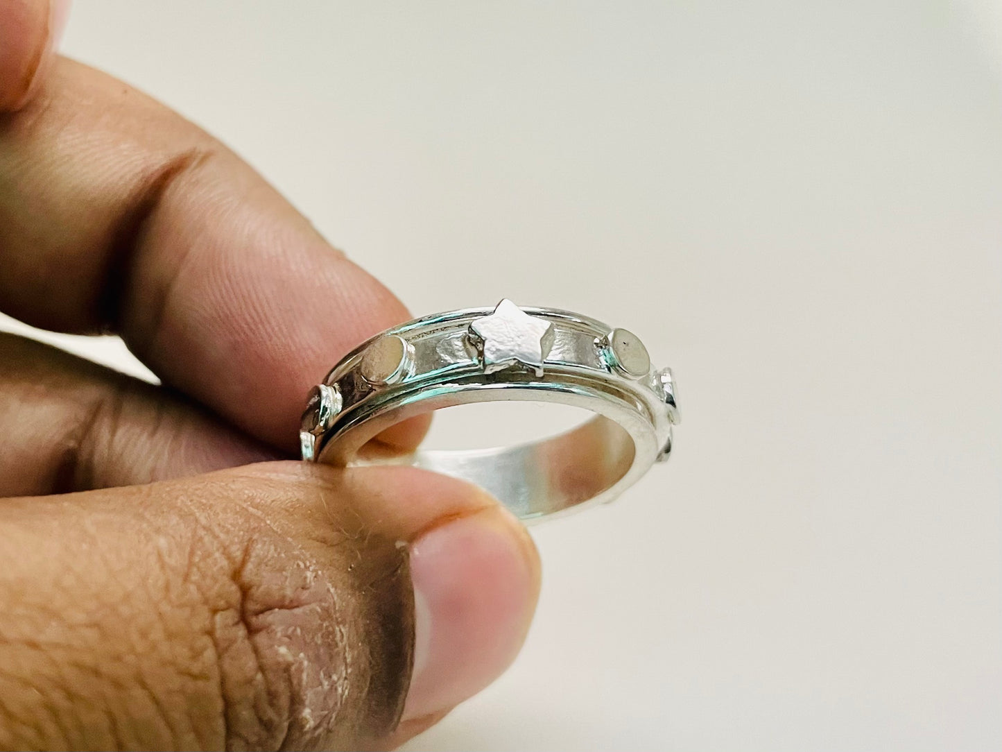 Star Spinner Ring, Silver Band Ring, Silver Star Ring, Handmade Ring, Meditation Ring, Chunky Ring, Fidget Ring, Anniversary Gift For Her