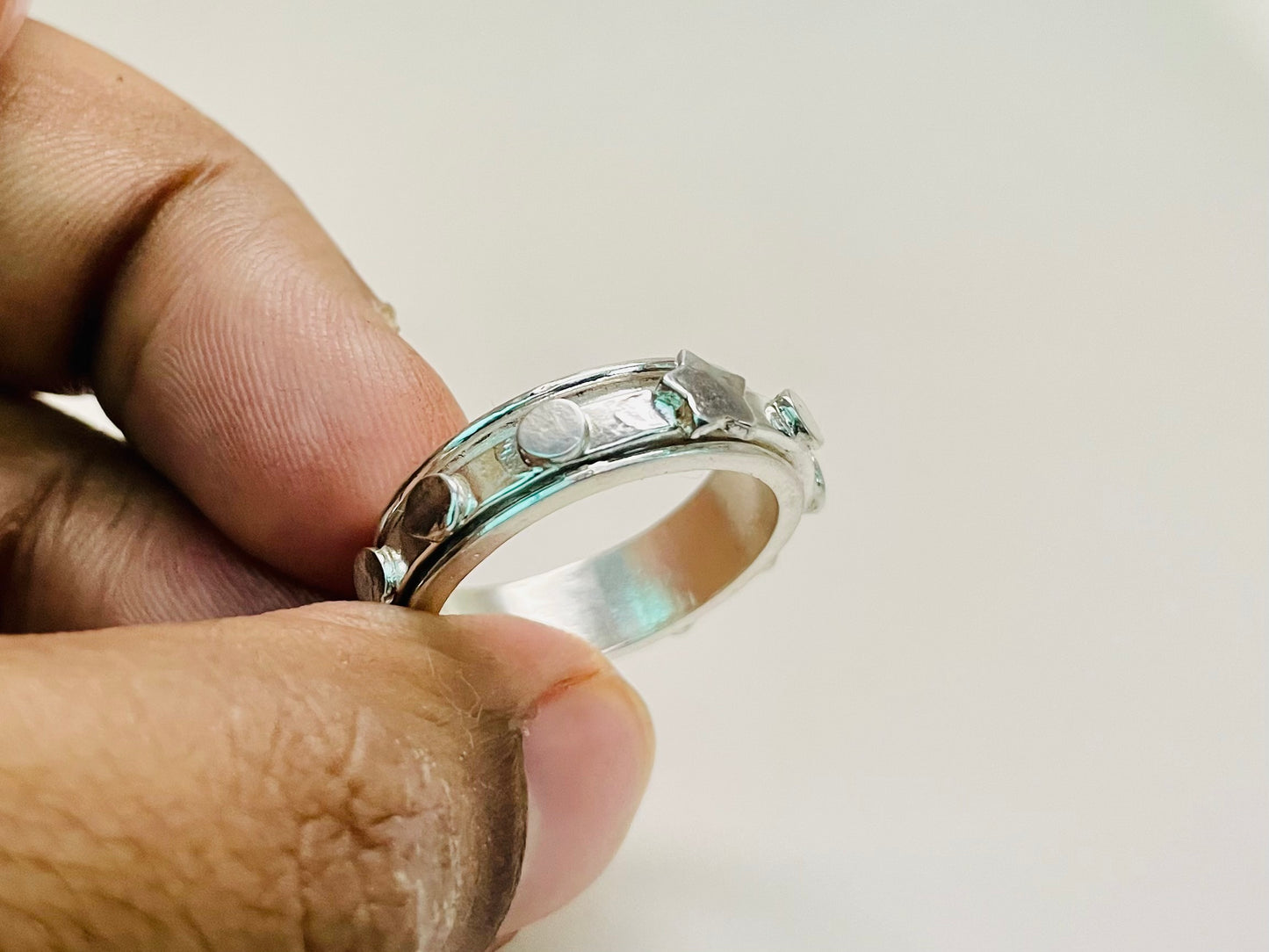 Star Spinner Ring, Silver Band Ring, Silver Star Ring, Handmade Ring, Meditation Ring, Chunky Ring, Fidget Ring, Anniversary Gift For Her