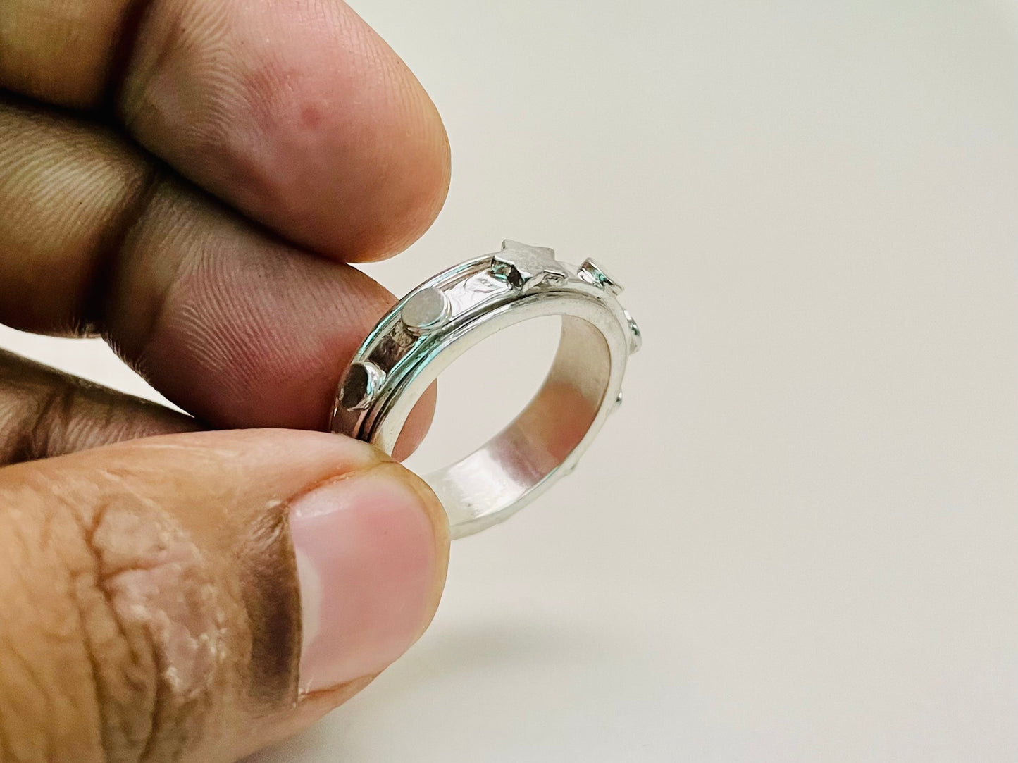 Star Spinner Ring, Silver Band Ring, Silver Star Ring, Handmade Ring, Meditation Ring, Chunky Ring, Fidget Ring, Anniversary Gift For Her