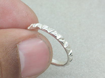 Stacking Ring, Texture Ring, 925 Sterling Silver Ring, Unisex Ring, Band Ring, Thin Band Ring, Handmade Ring, Wedding band Ring, Couple Ring