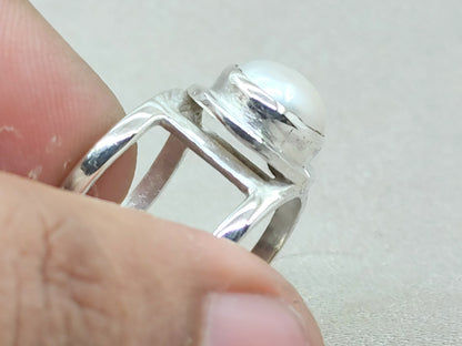Pearl Band Ring, 925 Sterling Silver Ring, Handmade Ring, Fresh Water Pearl Ring, Handmade Ring, Zodiac Ring, Unisex Ring, Birthstone Ring