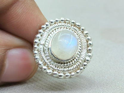Moonstone Ring, 925 Silver Ring, Handmade Ring, Oval Moonstone Ring, Birthstone Ring, Statement Ring, Blue Fire Moonstone Ring, Wedding Ring