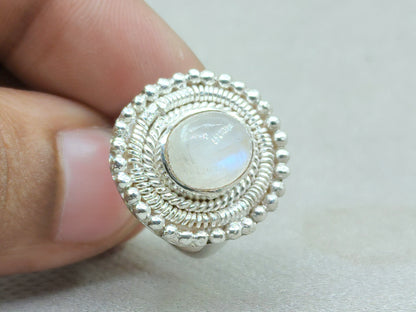 Moonstone Ring, 925 Silver Ring, Handmade Ring, Oval Moonstone Ring, Birthstone Ring, Statement Ring, Blue Fire Moonstone Ring, Wedding Ring