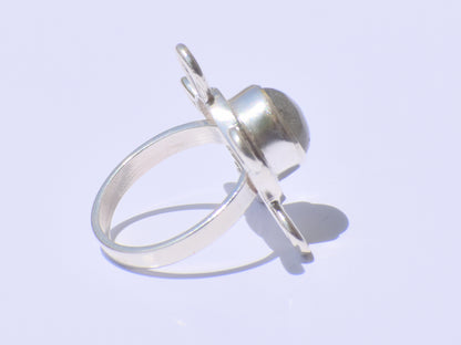 Labradorite Ring, Round Labradorite Ring, Flower Design Ring, Zodiac Ring, Healing Gemstone, Boho Ring, Anniversary Gift, 925 Silver Jewelry
