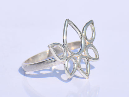 Silver Lotus Ring, Handmade Ring, 925 Sterling Silver Ring, Silver Flower Ring, Women Fashion Ring, Wedding Gift, Anniversary gift For Women